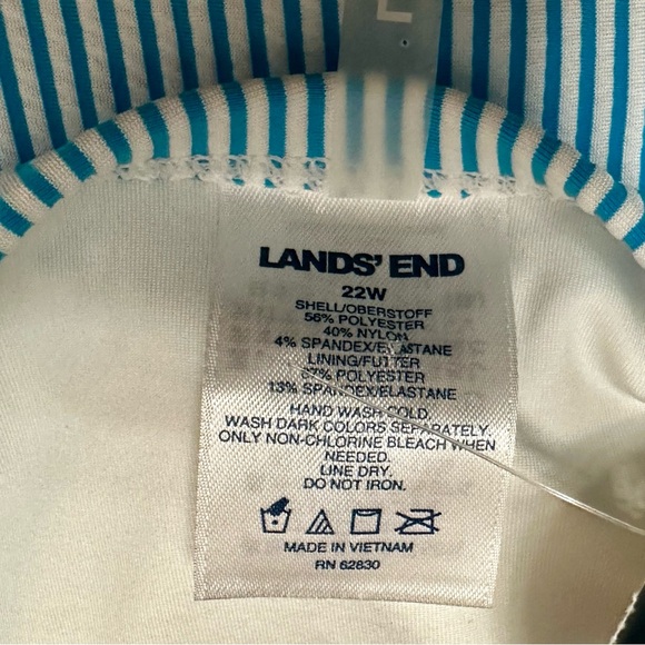 Lands End Swim Skirt Womens Sz 22 Blue And White Seersucker Bathing Suit Bottom - Picture 5 of 8